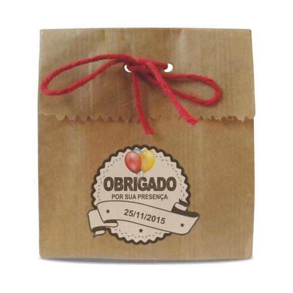 SAQUINHO PAPEL PERSONALIZADO - OBRIGADO PELA PRESENÇA