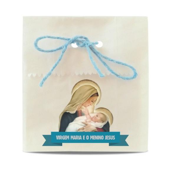 SAQUINHO PAPEL PERSONALIZADO - VIRGEM MARIA E MENINO JESUS