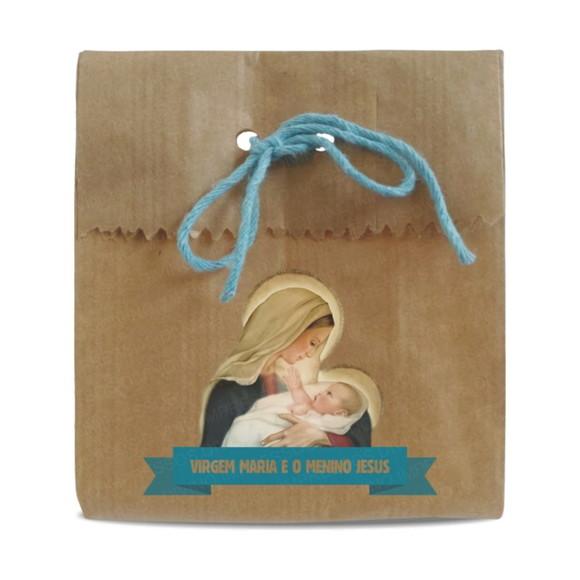 SAQUINHO PAPEL PERSONALIZADO - VIRGEM MARIA E MENINO JESUS
