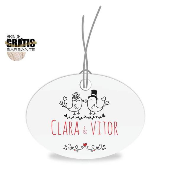 Tag casamento oval passarinhos