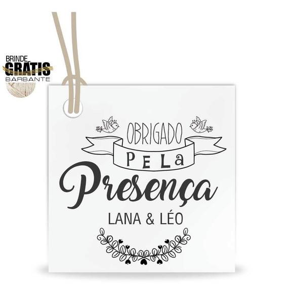 Tag casamento quadrada agradecimento