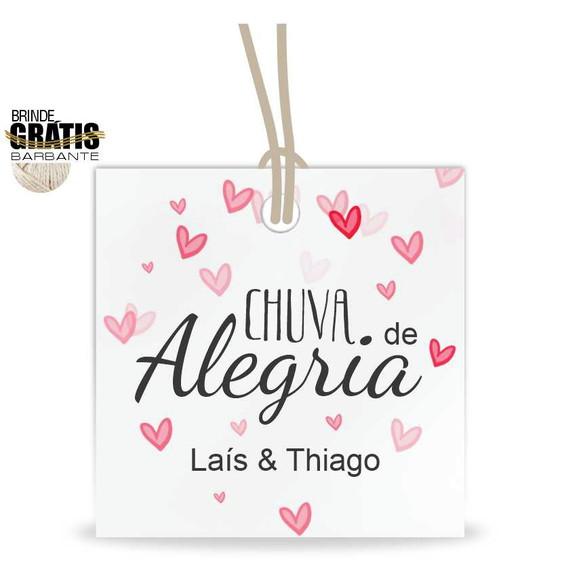 Tag casamento quadrada chuva de alegria