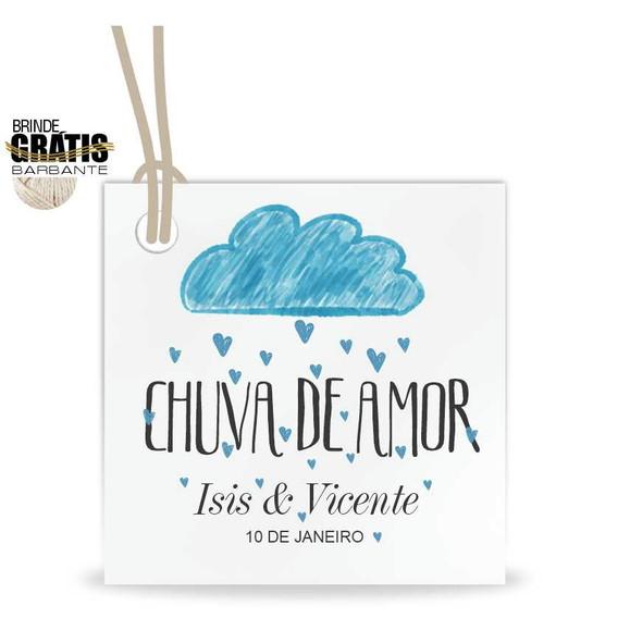 Tag casamento quadrada chuva de amor