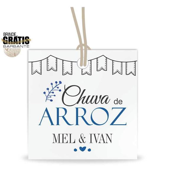 Tag casamento quadrada chuva de arroz