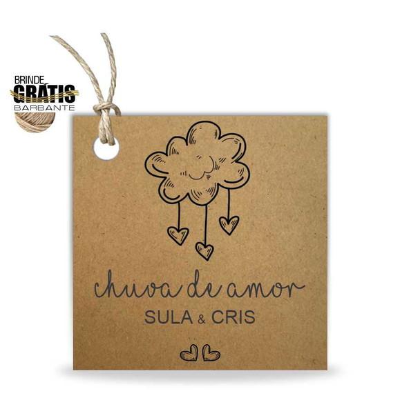 Tag casamento quadrada chuva de amor
