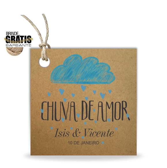 Tag casamento quadrada chuva de amor