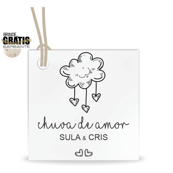 Tag casamento quadrada chuva de amor
