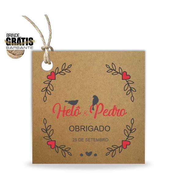 Tag casamento quadrada floral