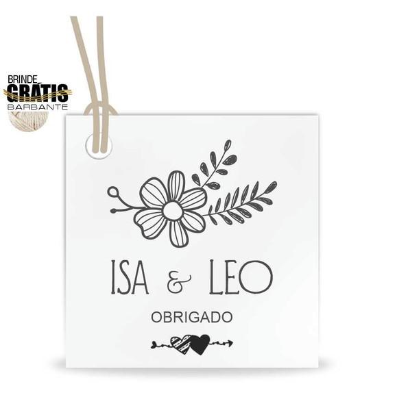 Tag casamento quadrada floral