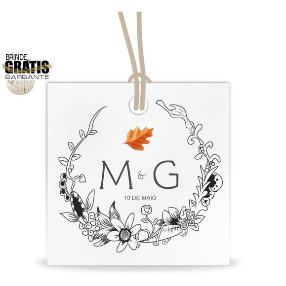 Tag casamento quadrada floral