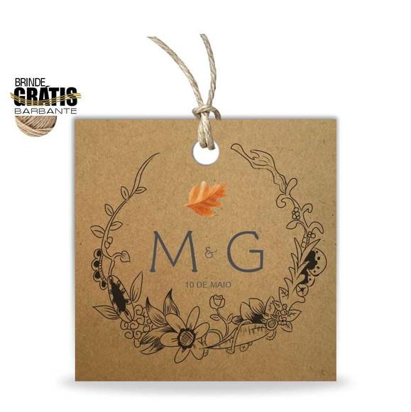 Tag casamento quadrada floral