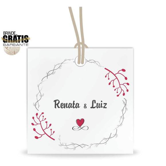 Tag casamento quadrada floral