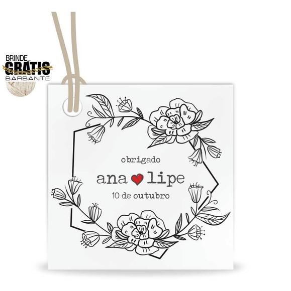 Tag casamento quadrada floral