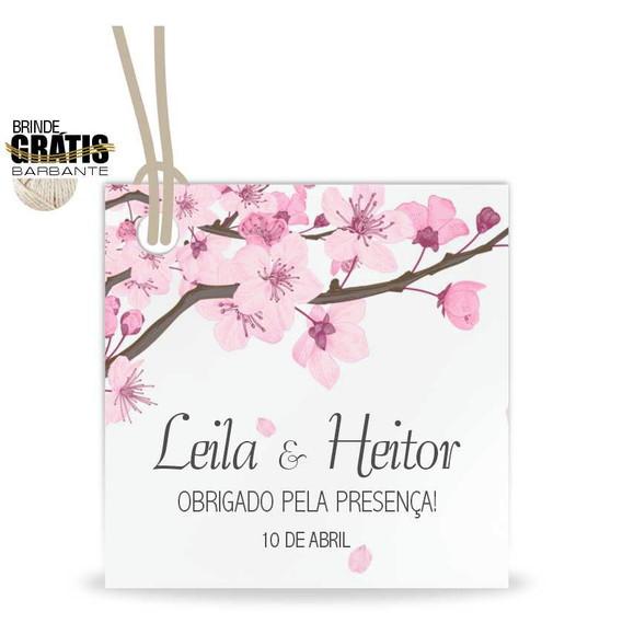 Tag casamento quadrada floral
