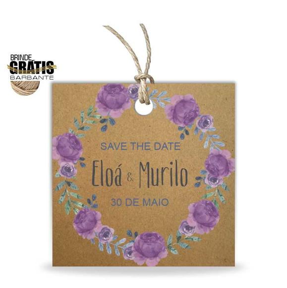 Tag casamento quadrada floral