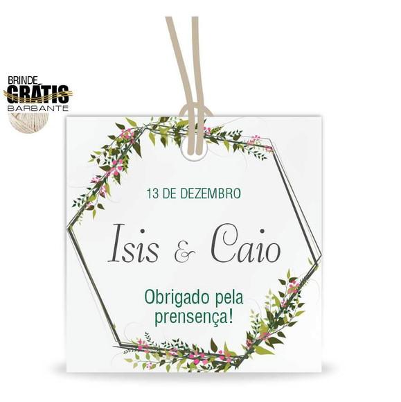Tag casamento quadrada floral