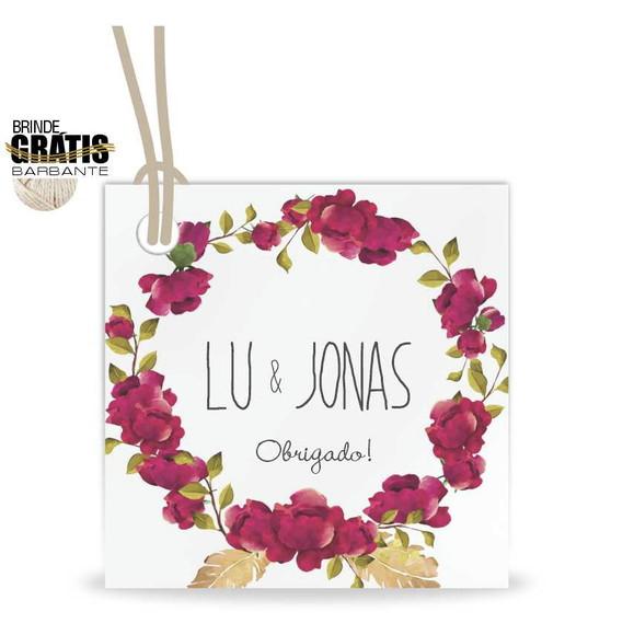Tag casamento quadrada floral