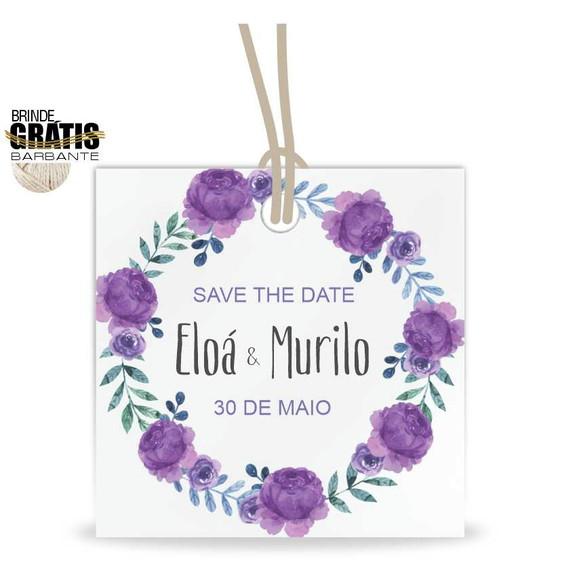 Tag casamento quadrada floral