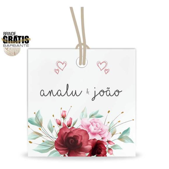 Tag casamento quadrada floral