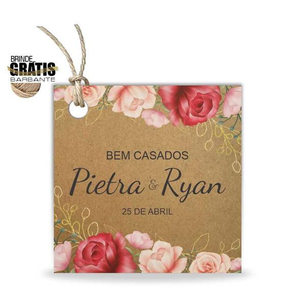 Tag casamento quadrada floral