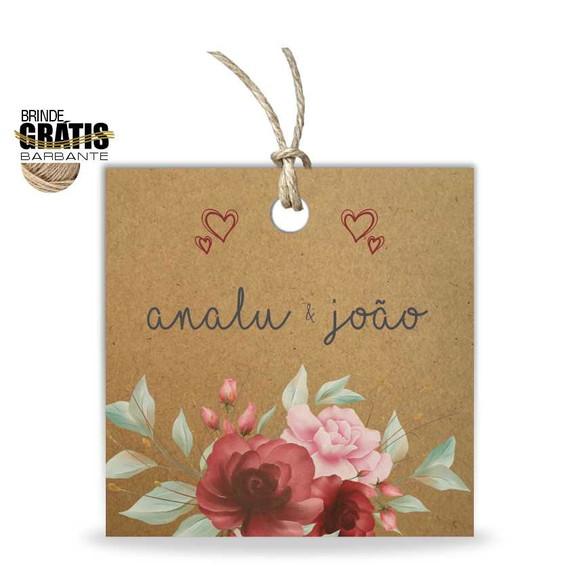 Tag casamento quadrada floral