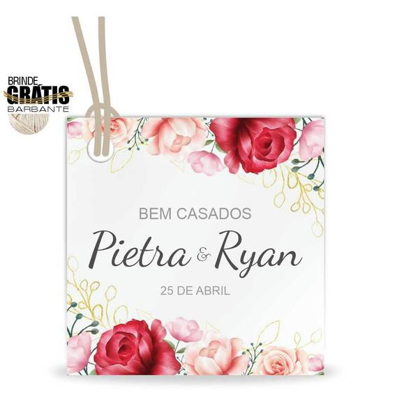 Tag casamento quadrada floral