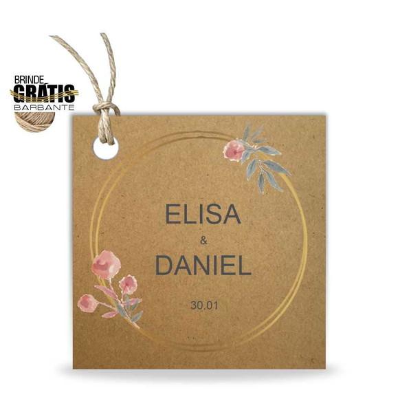 Tag casamento quadrada floral