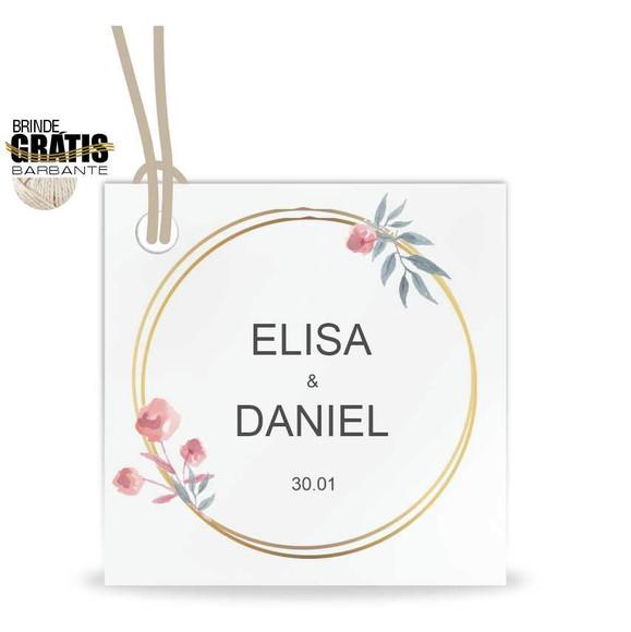 Tag casamento quadrada floral