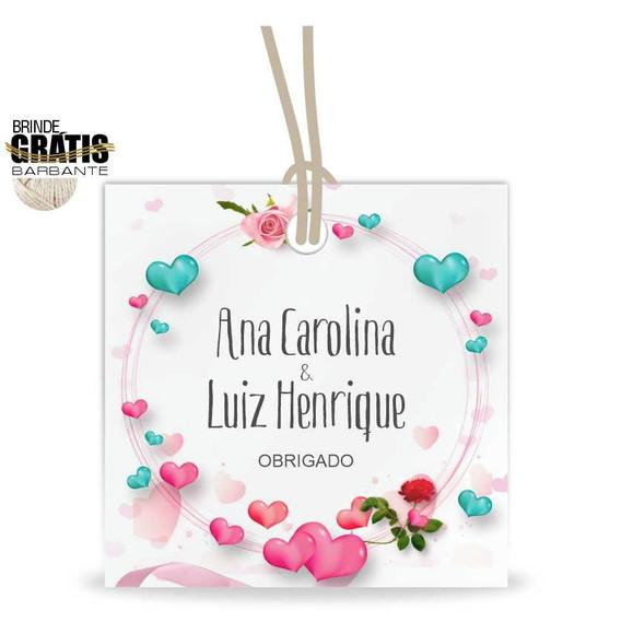 Tag Casamento Quadrada Floral