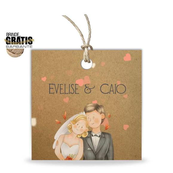 Tag casamento quadrada noivinhos