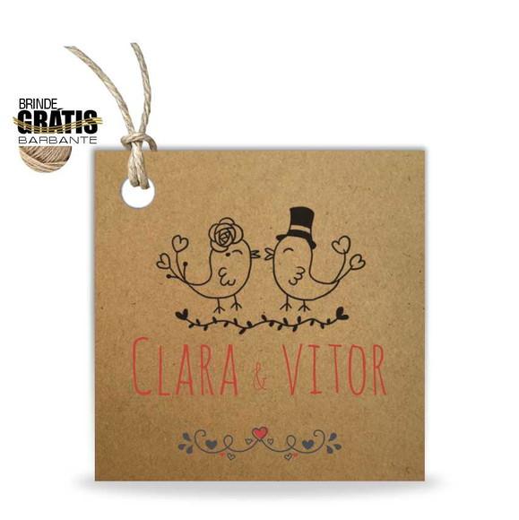Tag casamento quadrada passarinhos