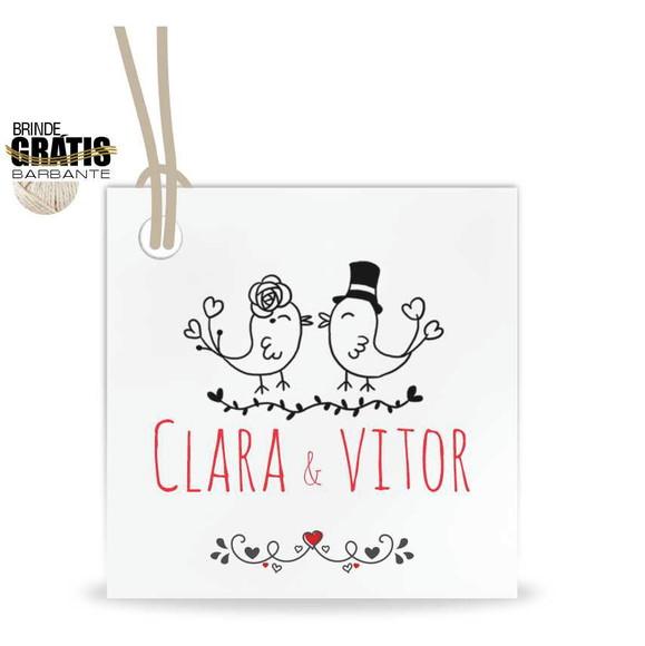 Tag casamento quadrada passarinhos