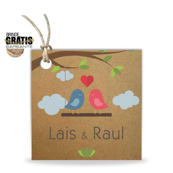 Tag casamento quadrada passarinhos