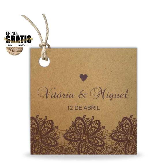 Tag casamento quadrada renda