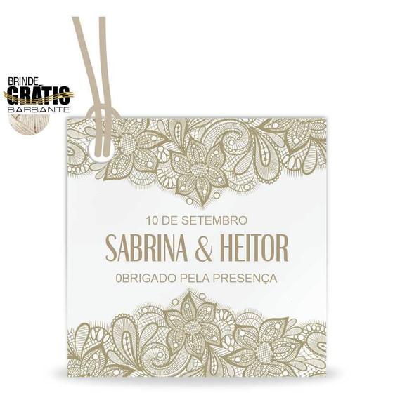 Tag casamento quadrada renda