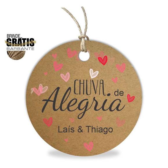Tag casamento redonda chuva de alegria