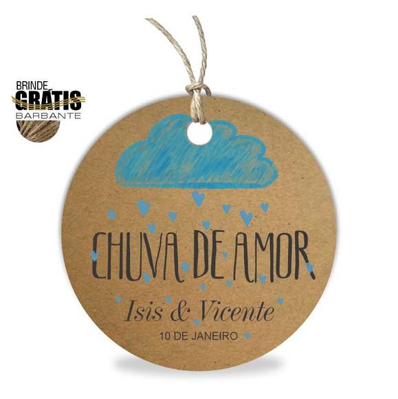 Tag casamento redonda chuva de amor