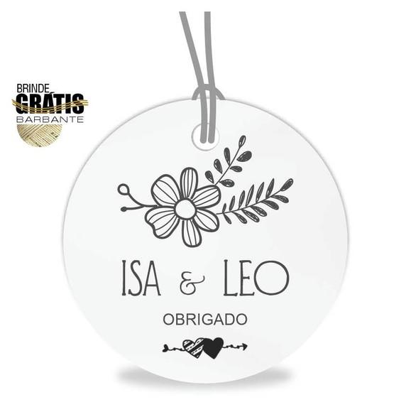 Tag casamento redonda floral