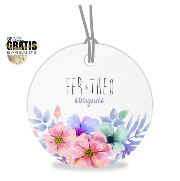 Tag casamento redonda floral