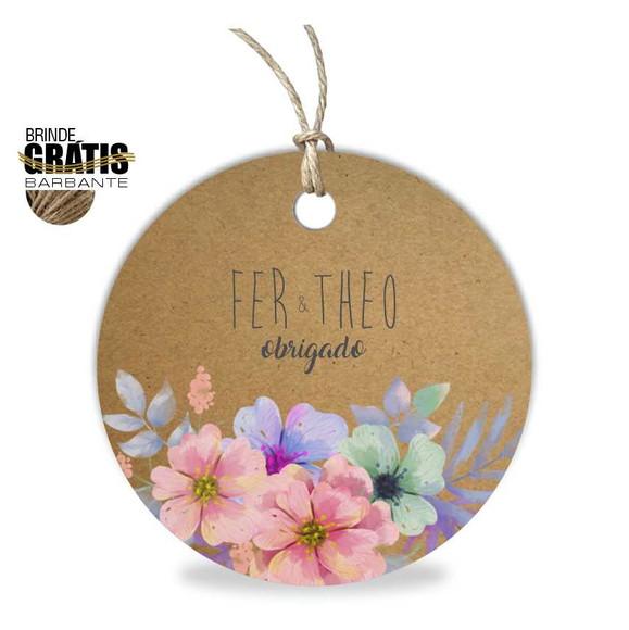 Tag casamento redonda floral