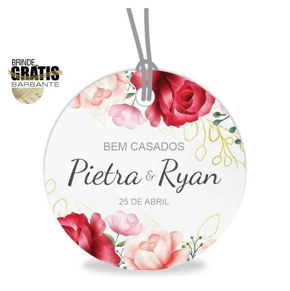 Tag casamento redonda floral
