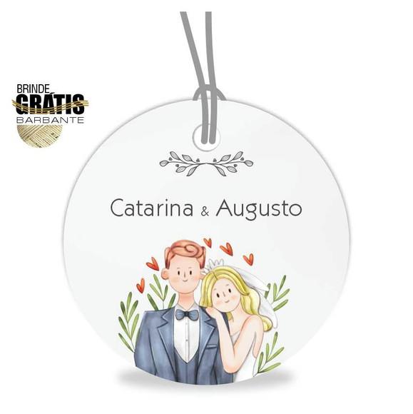 Tag casamento redonda noivinhos