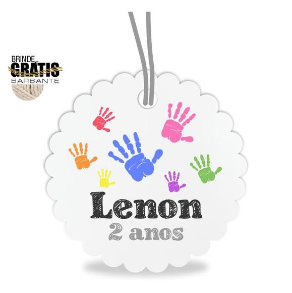 Tag infantil escalope mãos tinta