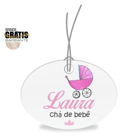 Tag infantil oval carrinho bebê menina