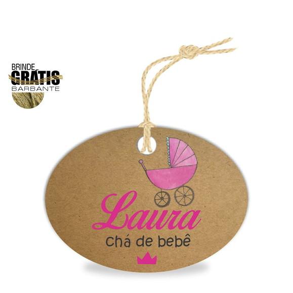 Tag infantil oval carrinho bebê menina