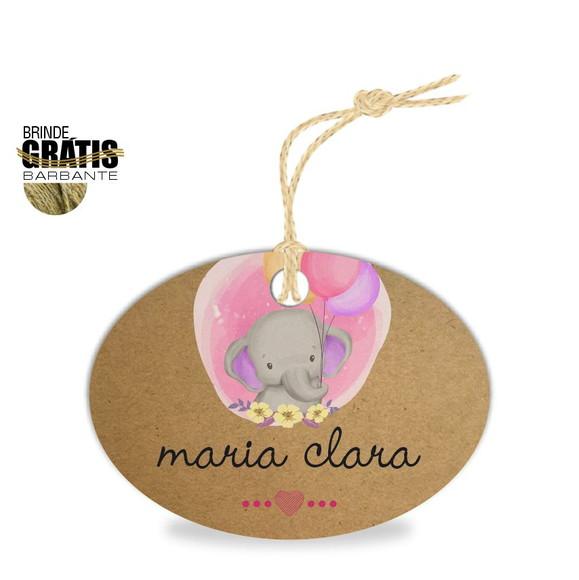 Tag infantil oval elefantinho