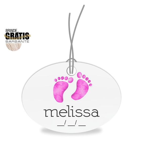 Tag infantil oval pézinhos bebê menina