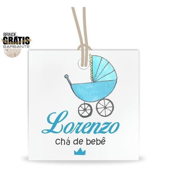 Tag infantil quadrada carrinho bebê menino