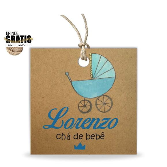 Tag infantil quadrada carrinho bebê menino