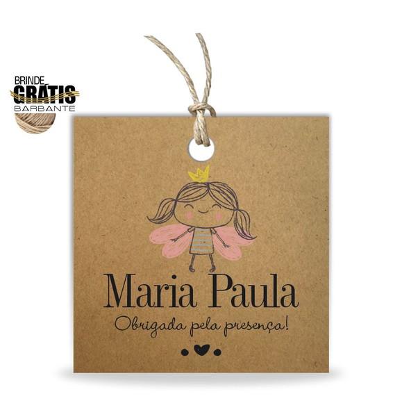 Tag infantil quadrada fadinha
